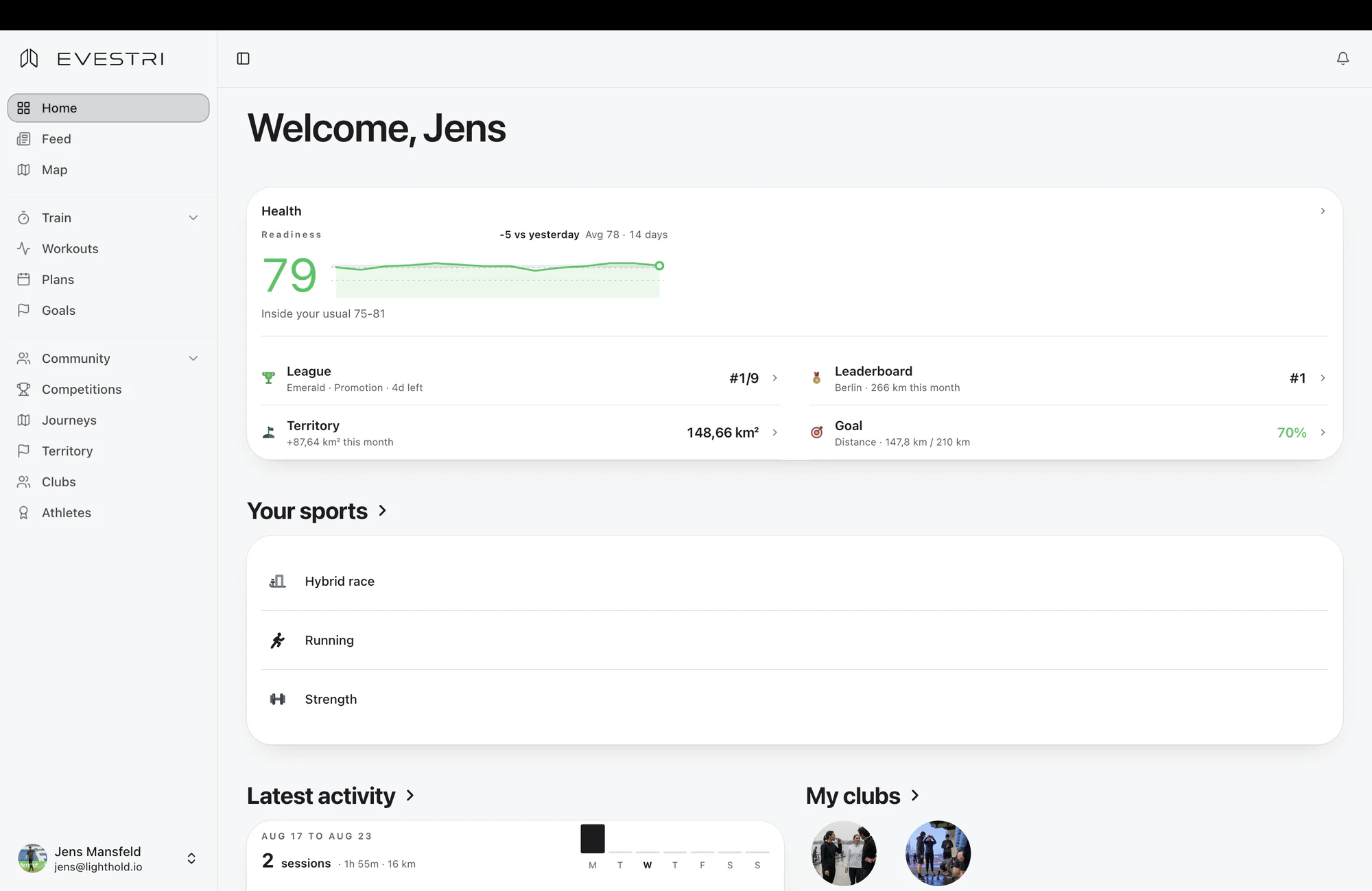 Your training, routes, clubs and progress, in your browser.